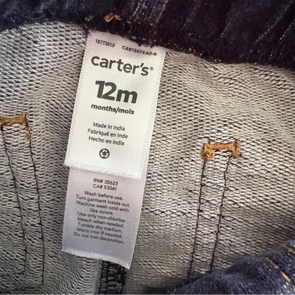 Carters Denim Blue Jeans Elastic Waist 12m